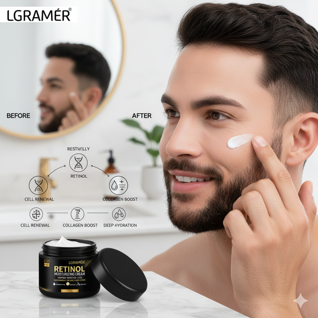 Crème hydratante au rétinol pour le visage (hommes) - Anti-rides, anti-âge