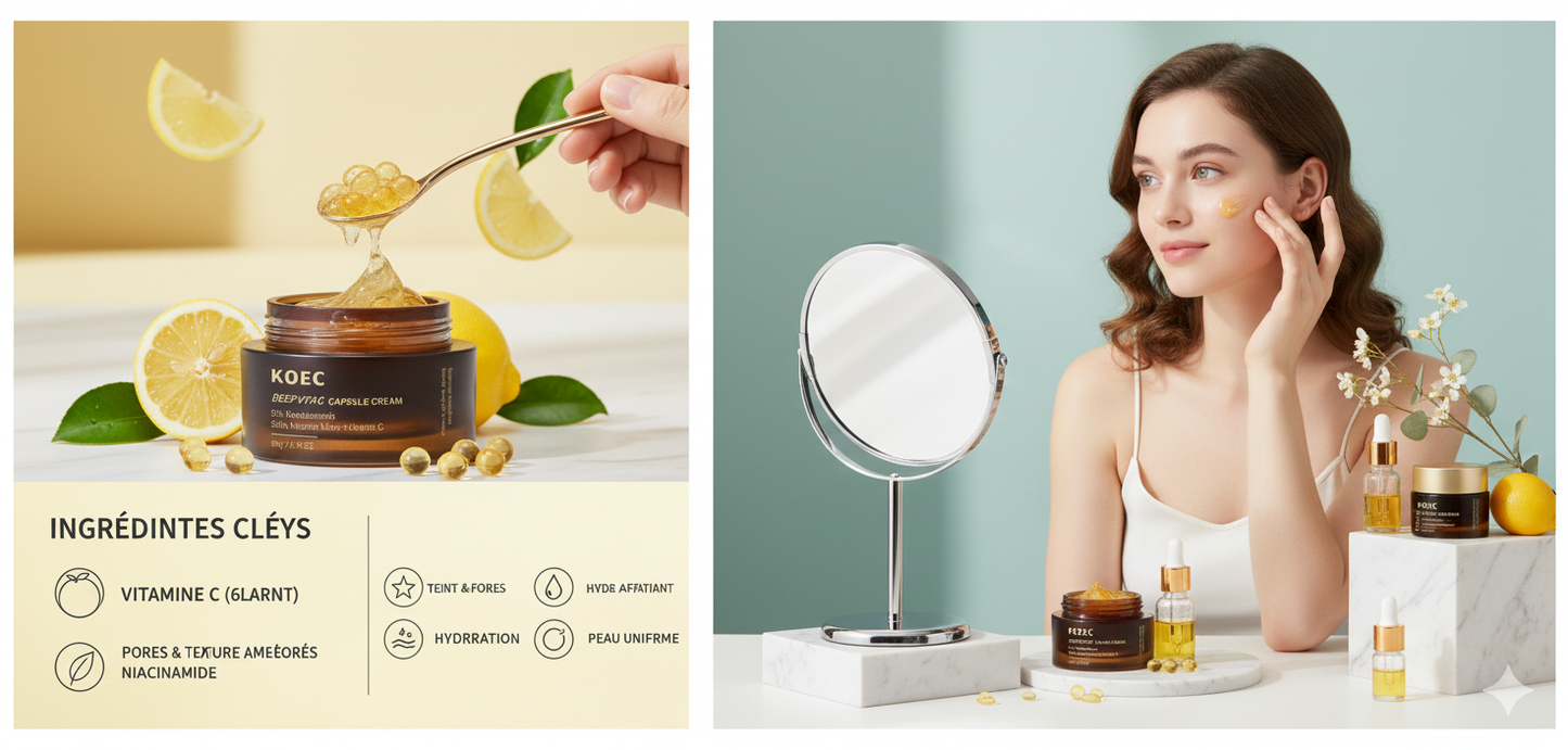 Crème Capsules Vitamine C & Niacinamide - Éclat & Anti-Âge 50g