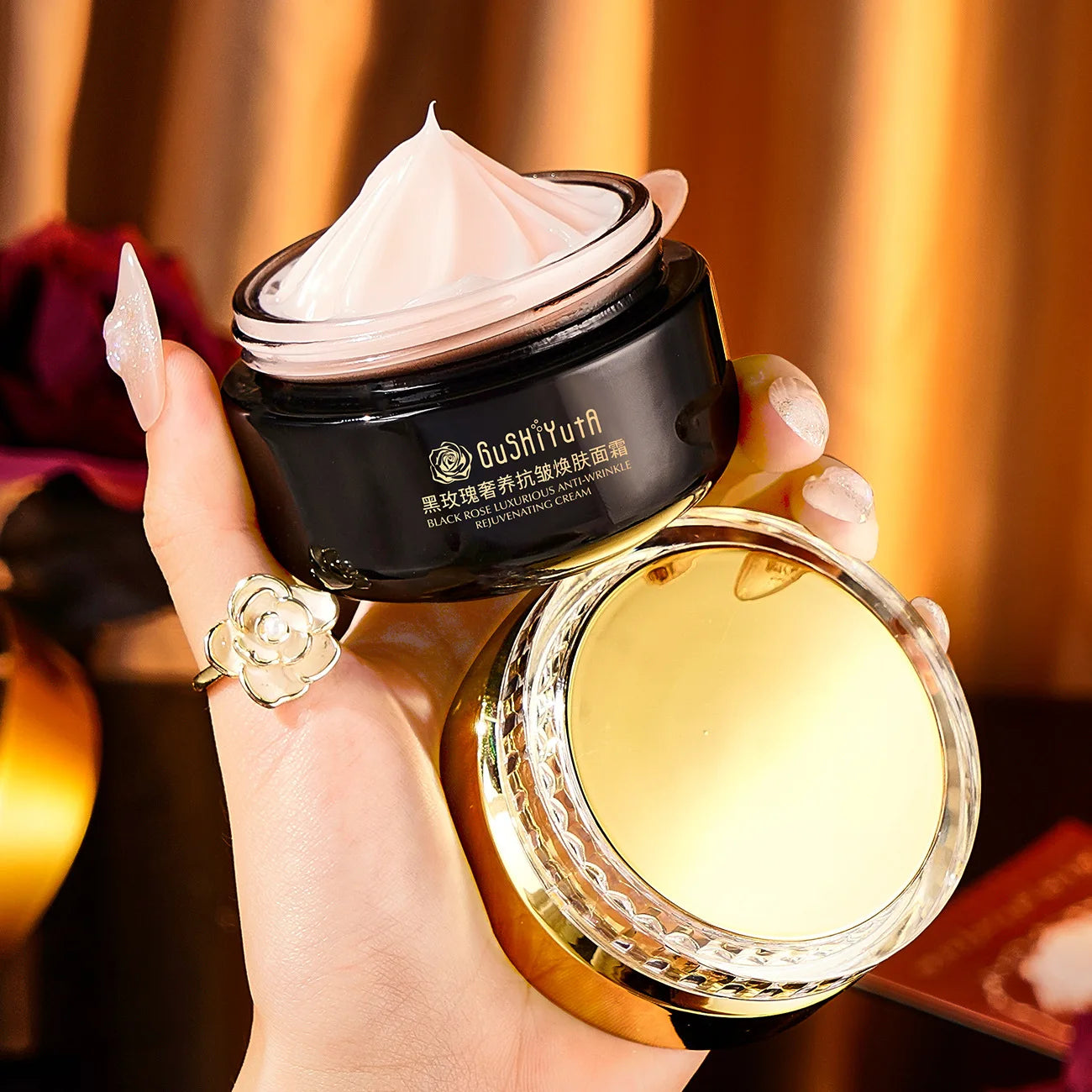 Crème Liftante Rose Noire - Raffermissant Anti-Rides Instantané Visage 50g