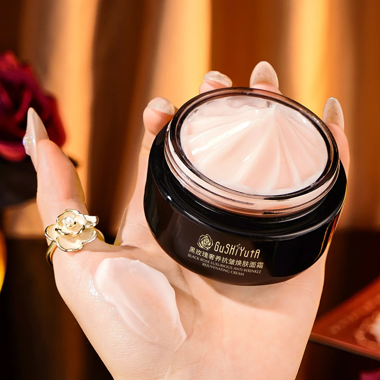 Crème Liftante Rose Noire - Raffermissant Anti-Rides Instantané Visage 50g