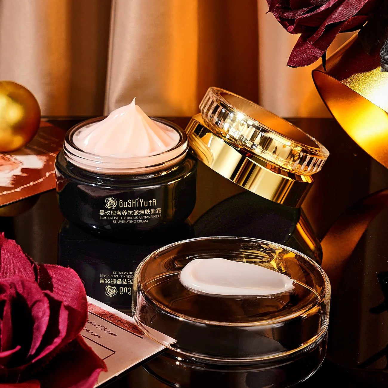 Crème Liftante Rose Noire - Raffermissant Anti-Rides Instantané Visage 50g