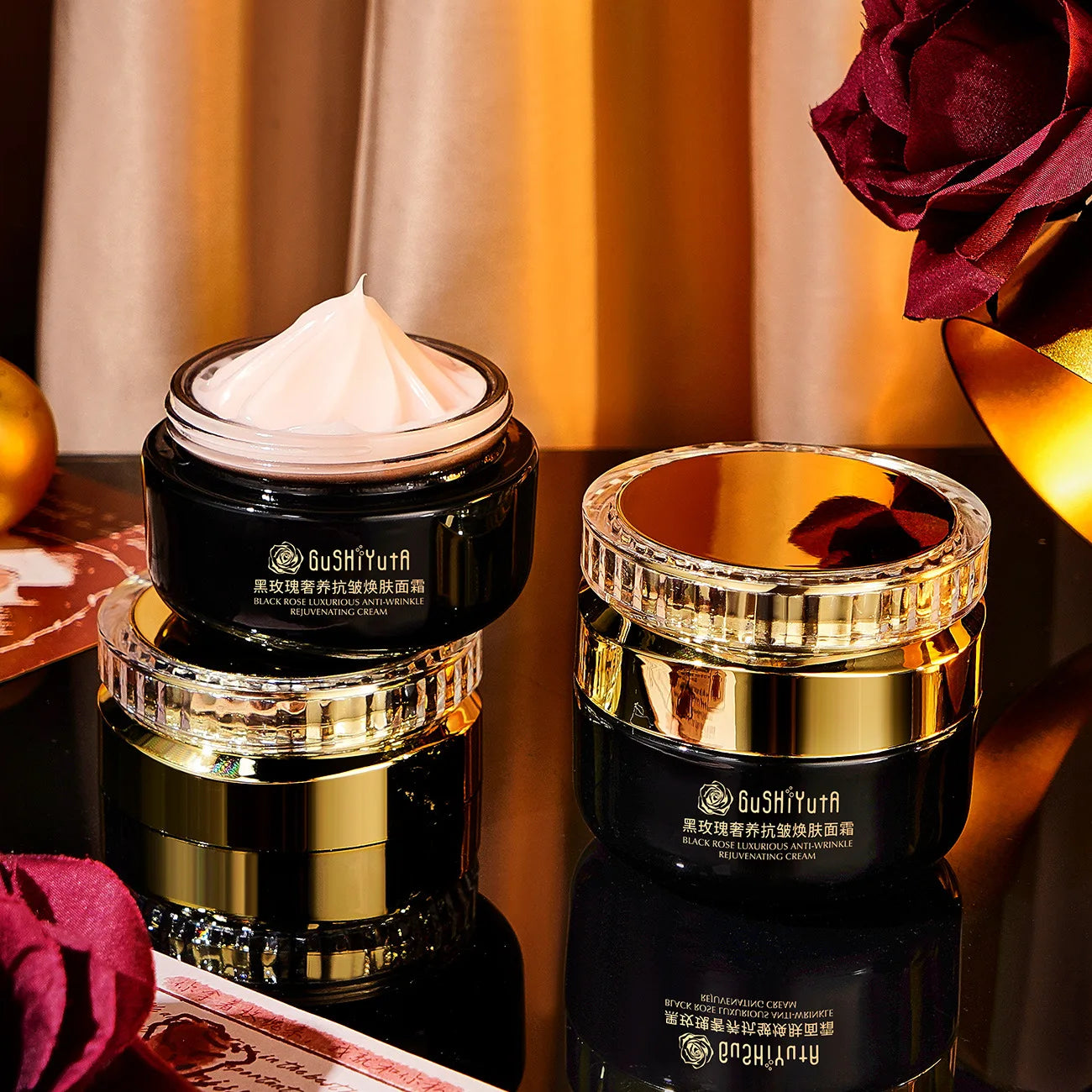 Crème Liftante Rose Noire - Raffermissant Anti-Rides Instantané Visage 50g