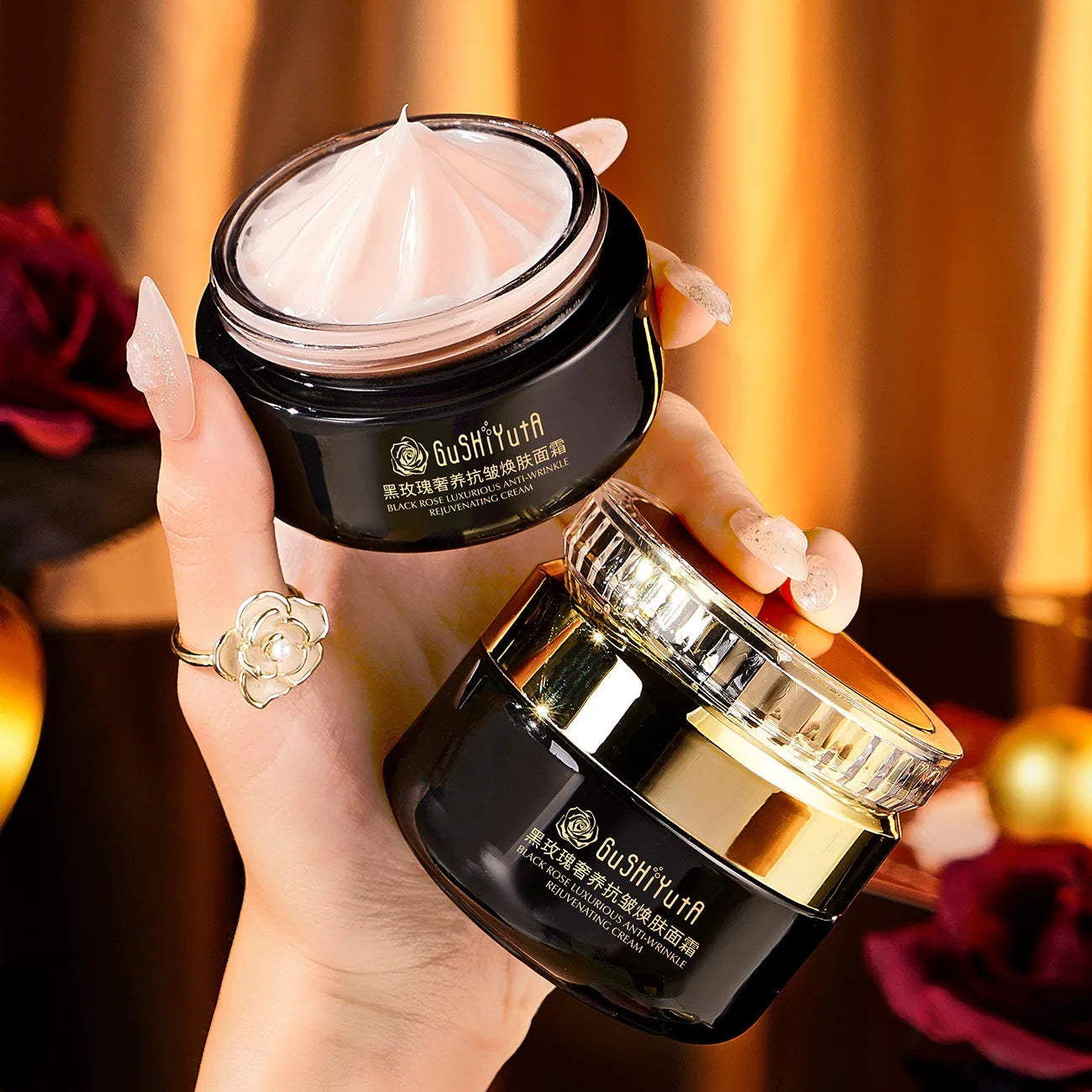 Crème Liftante Rose Noire - Raffermissant Anti-Rides Instantané Visage 50g