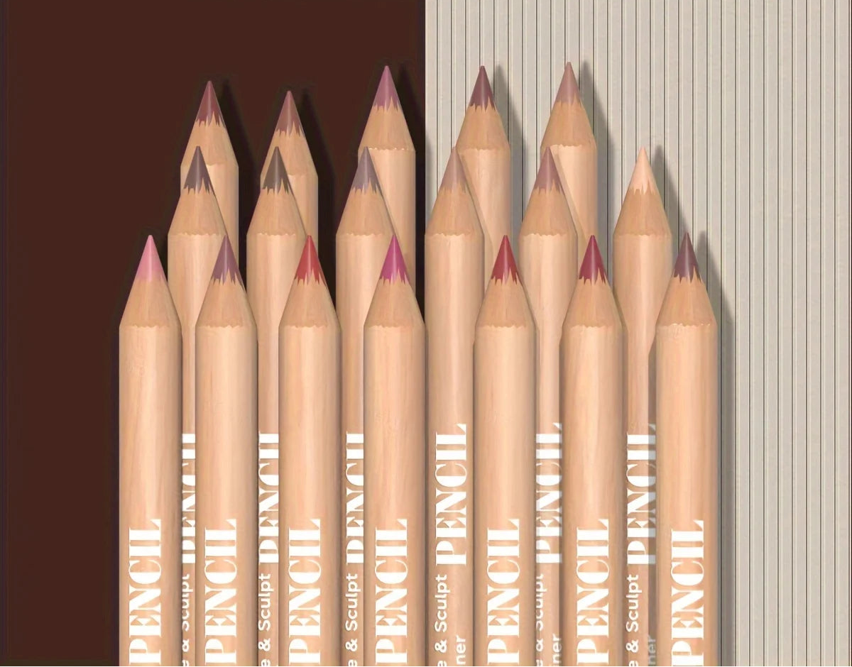 Set 6 Crayons Contour Lèvres Mat Velours - Longue Tenue Waterproof Nude